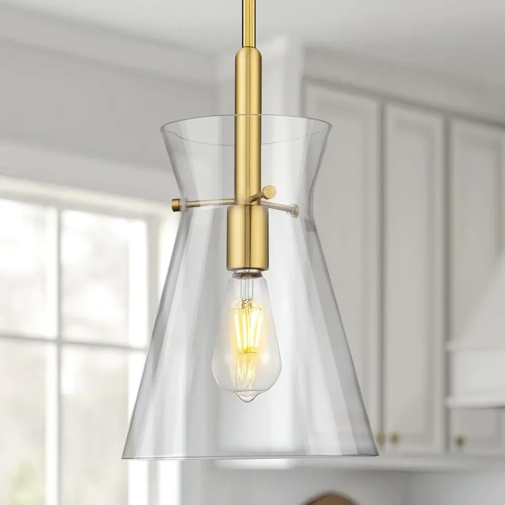 Brushed Gold Modern Pendant Light w/ 9